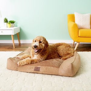American Kennel Club AKC Extra Large Memory Foam Pillow Dog Bed w/Removable Cover, Tan