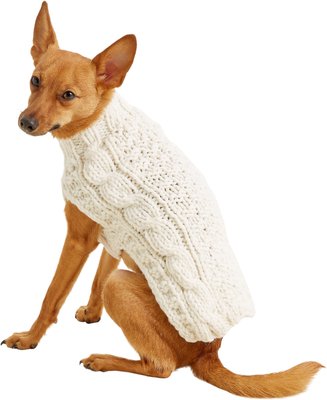 Chilly Dog Natural Cable Dog & Cat Sweater, slide 1 of 1