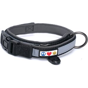 Pawtitas Soft Adjustable Reflective Padded Dog Collar, Black, Medium/Large: 14 to 20-in neck, 3/4-in wide