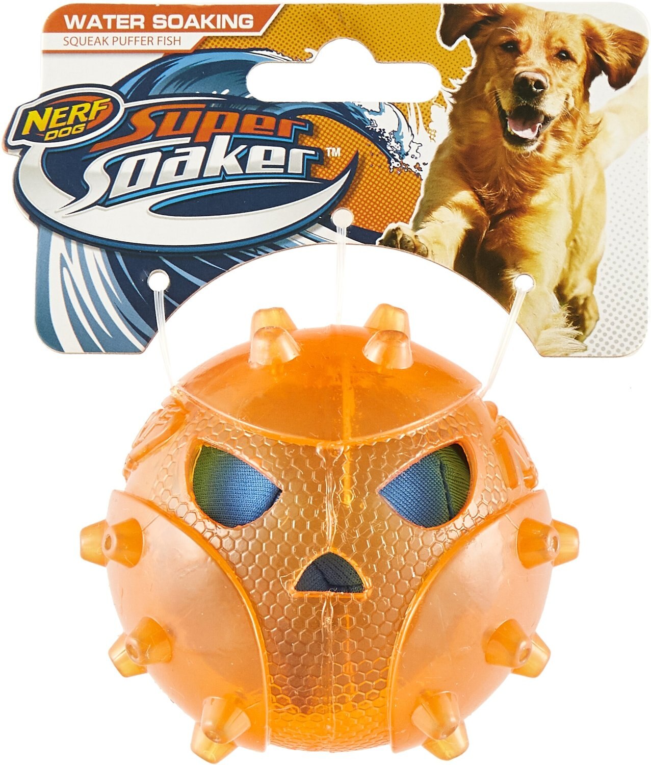 Nerf Dog Super Soaker Squeak Puffer Fish Dog Toy