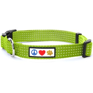 Pawtitas Nylon Reflective Dog Collar, Green, X-Small: 8 to 13-in neck, 3/8-in wide