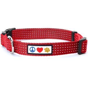 Pawtitas Nylon Reflective Dog Collar, Red, Small: 11 to 16-in neck, 5/8-in wide