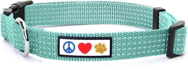 Pawtitas Nylon Reflective Dog Collar, Teal, Small: 11 to 16-in neck, 5/8-in wide slide 1 of 10