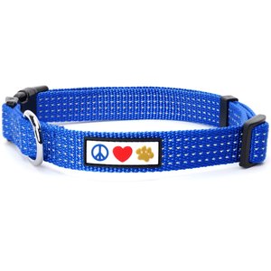 Pawtitas Nylon Reflective Dog Collar, Blue, Medium: 13 to 20-in neck, 3/4-in wide