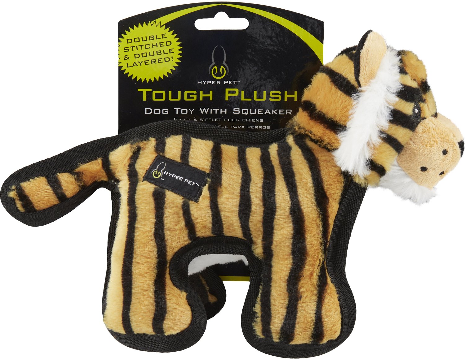HYPER PET Tough Plush Tiger Dog Toy 