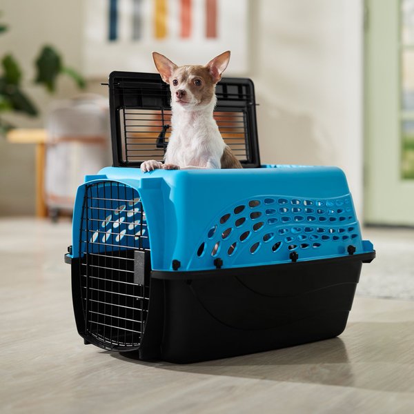 Frisco Two Door Top Load Plastic Dog & Cat Kennel, Blue, 24-in slide 1 of 8