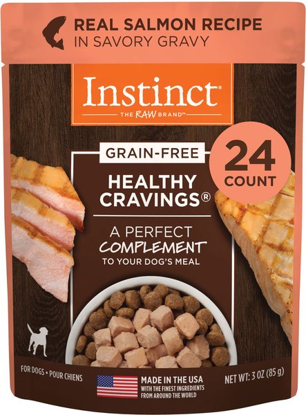 Instinct Healthy Cravings Grain-Free Cuts & Gravy Real Salmon Recipe Wet Dog Food Topper, 3-oz pouch, case of 24 slide 1 of 8