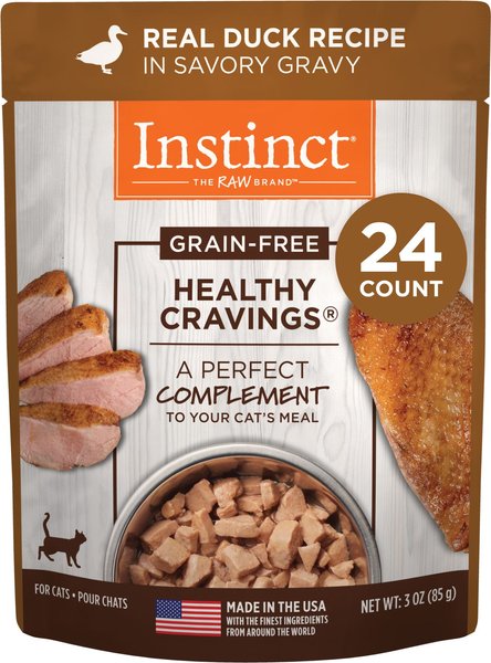 Instinct Healthy Cravings Grain-Free Cuts & Gravy Real Duck Recipe Wet Cat Food Topper, 3-oz pouch, case of 24 slide 1 of 9