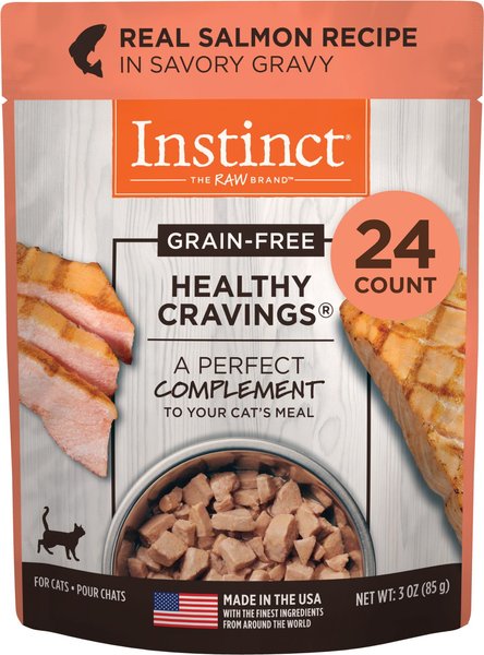 Instinct Healthy Cravings Grain-Free Cuts & Gravy Real Salmon Recipe Wet Cat Food Topper, 3-oz pouch, case of 24 slide 1 of 9