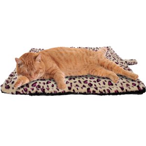 Downtown Pet Supply Thermal Leopard Print Cat Mat, Ivory & Pink