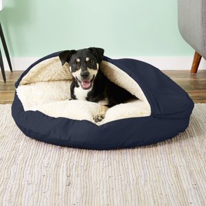 Snoozer Pet Products Cozy Cave Covered Cat & Dog Bed w/Removable Cover, Navy, Large