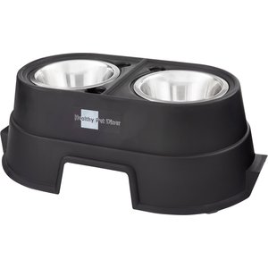 OurPets Comfort Elevated Dog & Cat Bowls, Black, 4-cup