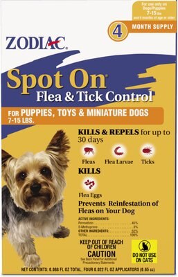 Zodiac Flea & Tick Spot Treatment for Dogs, 7-15 lbs, slide 1 of 1