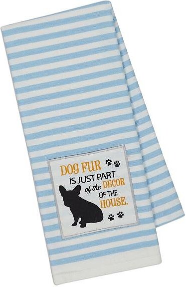 Design Imports Dog Embellished Dishtowel, Blue Stripe slide 1 of 1