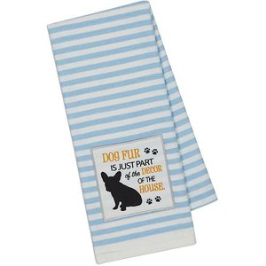 Design Imports Dog Embellished Dishtowel, Blue Stripe