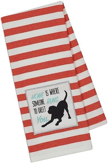 Design Imports Dog Embellished Dishtowel, Red Stripe slide 1 of 1