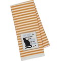 Design Imports Cat Embellished Dishtowel, Orange Stripe