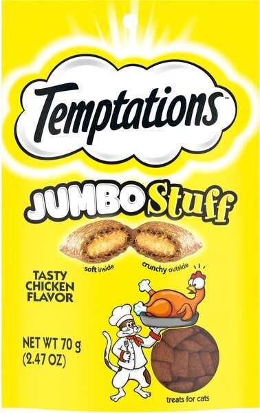 Temptations Jumbo Stuff Tasty Chicken Flavor Cat Treats, 2.47-oz bag slide 1 of 8