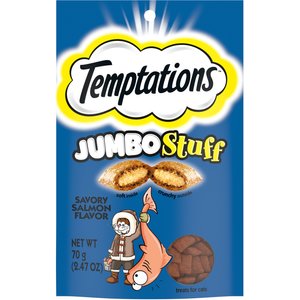 Temptations Jumbo Stuff Savory Salmon Flavor Cat Treats, 2.47-oz bag