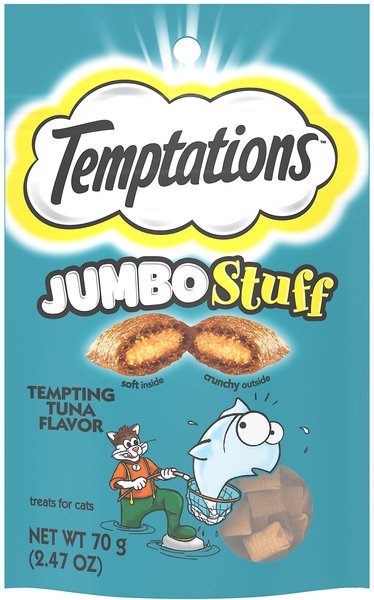 Temptations Jumbo Stuff Tempting Tuna Flavor Cat Treats, 2.47-oz bag slide 1 of 8