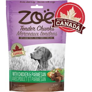 Zoe Tender Chunks Chicken & Parmesan Grain-Free Dog Treats, 5.3-oz bag