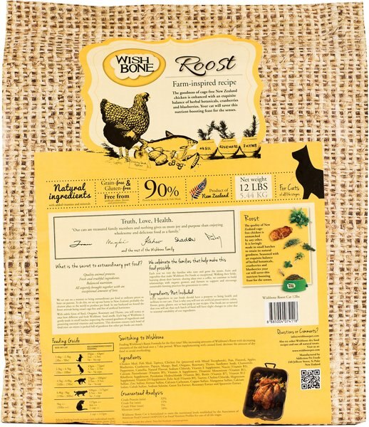 Wishbone Roost Grain-Free Dry Cat Food, 12-lb bag slide 1 of 8