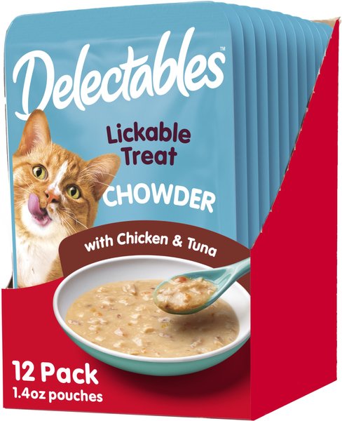 Hartz Delectables Chowder Chicken & Tuna Lickable Cat Treat, 1.4-oz, case of 12 slide 1 of 10