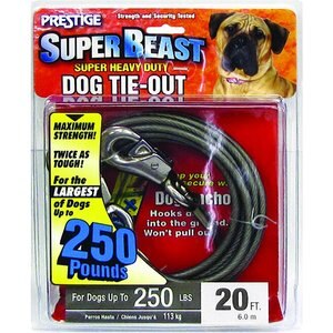 Boss Pet Prestige Dog Tie-Out, Super Beast, Black, 20-ft