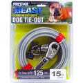 Boss Pet Prestige Dog Tie-Out with Spring, Beast, Silver, 15-ft