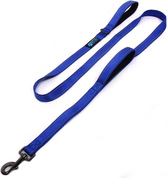 Max & Neo Dog Gear Nylon Reflective Double Dog Leash, Blue, 6-ft long, 1-in wide slide 1 of 9