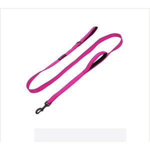 Max & Neo Dog Gear Nylon Reflective Double Dog Leash, Pink, 6-ft long, 1-in wide