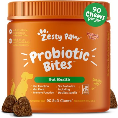 Zesty Paws Probiotic Bites Pumpkin Flavored Soft Chews Digestive Supplement for Dogs, slide 1 of 1