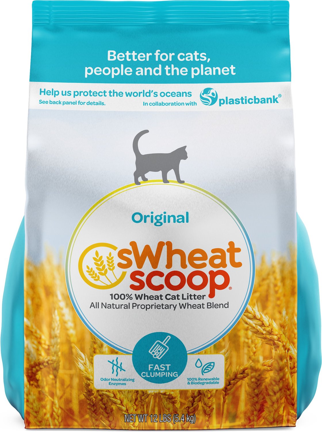 SWheat Scoop Natural Fast Clumping Wheat Cat Litter 12 lb Bag Chewy