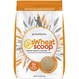 sWheat Scoop Premium+ Unscented Natural Clumping Wheat Cat Litter, 10-lb bag