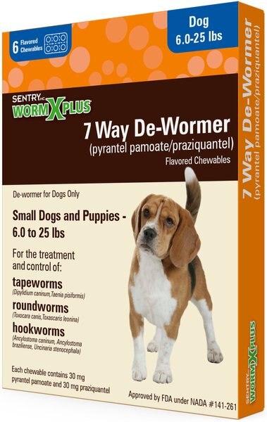 Sentry HC WormX Plus 7 Way Dewormer for Hookworms, Roundworm & Tapeworms for Small Breed Dogs, 6 count slide 1 of 2