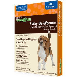 Sentry HC WormX Plus 7 Way Dewormer for Hookworms, Roundworm & Tapeworms for Small Breed Dogs, 6 count