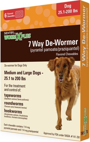 Sentry HC WormX Plus 7 Way Dewormer for Hookworms, Roundworm & Tapeworms for Medium & Large Breed Dogs