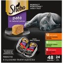 Sheba Perfect Portions Grain-Free Multipack Savory Chicken, Roasted Turkey & Tender Beef Pate Cat Food Trays, 2.6-oz, case of 24 twin-packs
