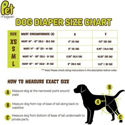 PET MAGASIN Washable Female Dog Diapers, Solid, Small: 11 to 16-in ...
