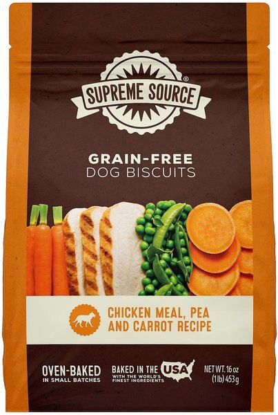 Supreme Source Grain-Free Chicken Meal, Pea & Carrot Biscuits Dog Treats, 16-oz bag slide 1 of 7