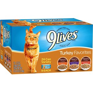 9 Lives Turkey Favorites in Gravy Variety Pack Canned Cat Food, 5.5-oz, case of 24