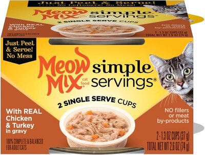 Meow Mix Simple Servings with Real Chicken & Turkey in Gravy Cat Food Trays, slide 1 of 1