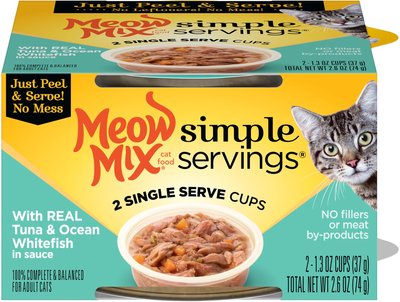 Meow Mix Simple Servings with Real Tuna & Ocean Whitefish in Sauce Cat Food Trays, slide 1 of 1