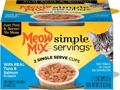 Meow Mix Simple Servings with Real Tuna & Salmon in Sauce Cat Food Trays, slide 1 of 1