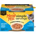 Meow Mix Simple Servings with Real Tuna & Salmon in Sauce Cat Food Trays, case of 24