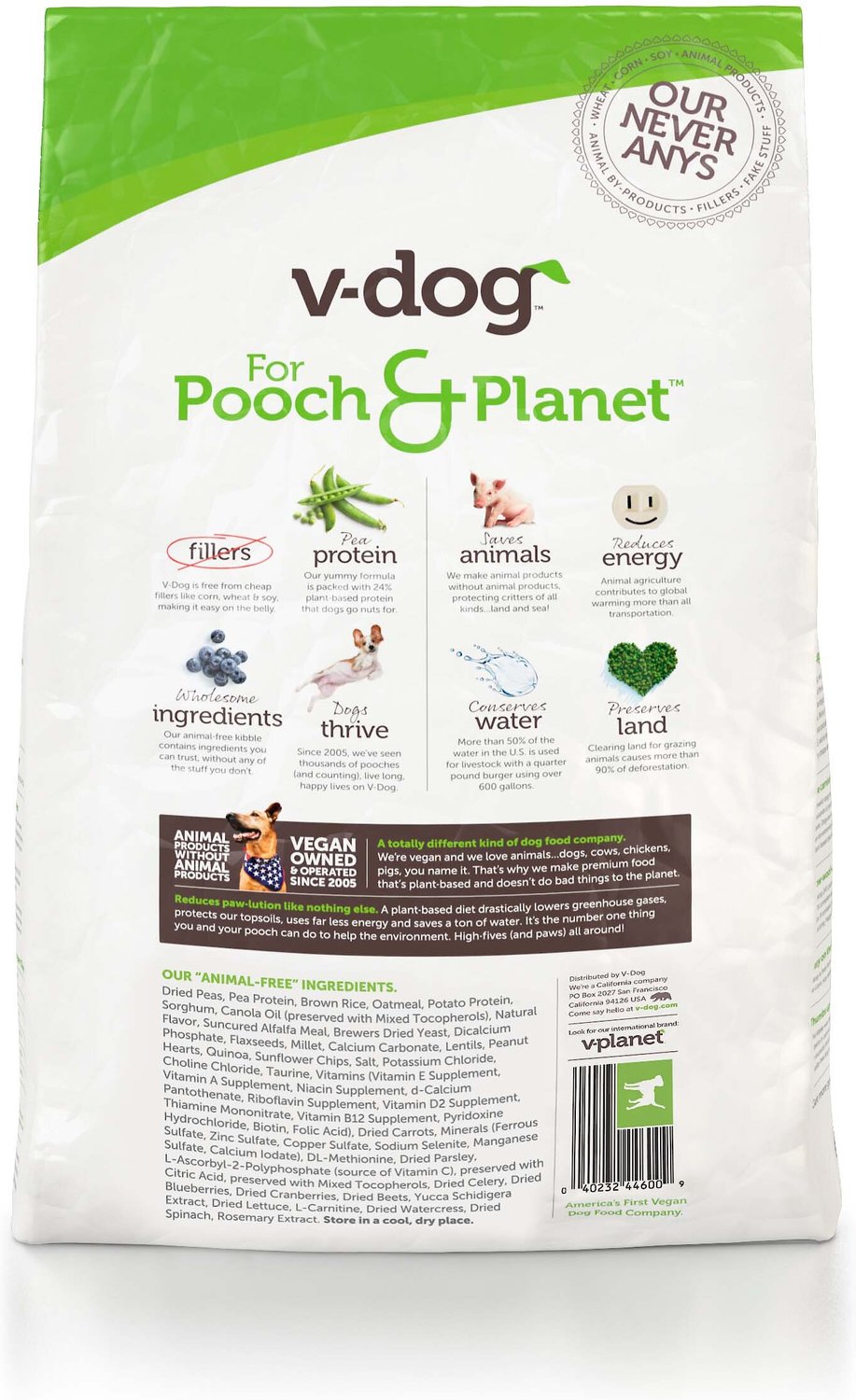 V-Dog Kinder Kibble Vegan Adult Dry Dog Food, 30-lb bag ...
