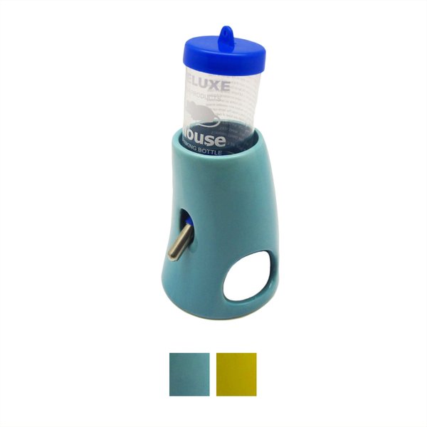 Alfie Pet Small Animal 2-in-1 Water Bottle with Ceramic Hut, Blue slide 1 of 8