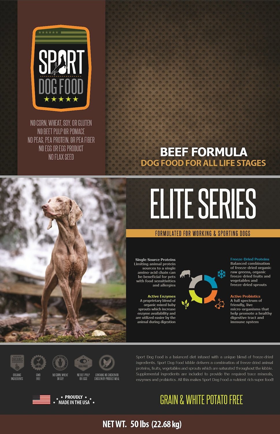 Sport Dog Food Elite Beef Formula Grain-Free Pea-Free Dry Dog Food, 50