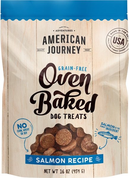 American Journey Salmon Recipe Grain-Free Oven Baked Crunchy Biscuit Dog Treats, 16-oz bag slide 1 of 7