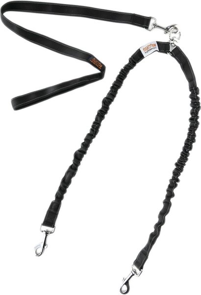 Mighty Paw BungeeX2 Nylon Reflective Double Dog Leash, Black, Standard: 3-ft long, 1-in wide slide 1 of 8